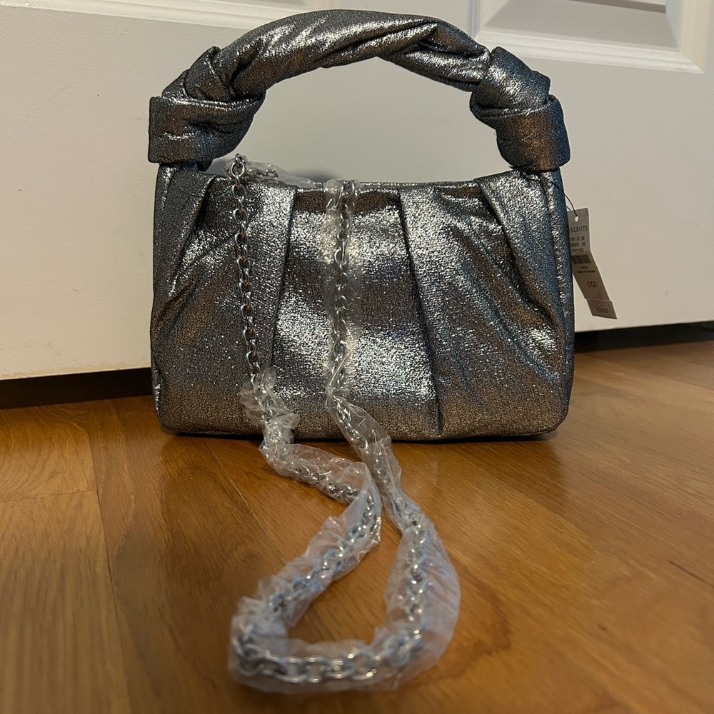 TALBOTS knotted lame clutch